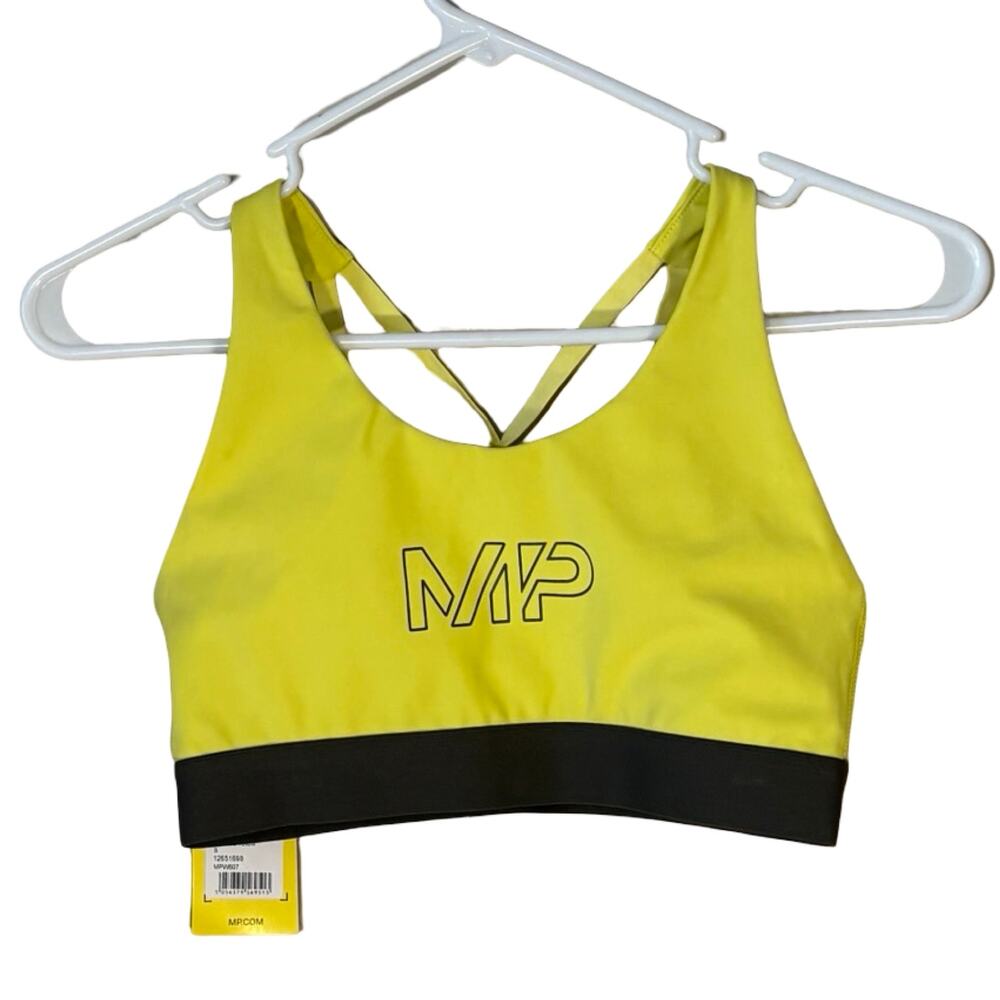 NWT MP Training Sports Bra Washed Yellow Green Band Size S